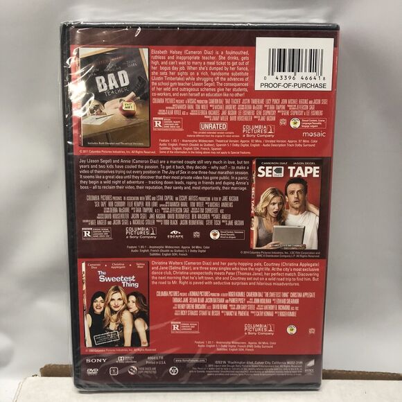 Laugh Out Loud 3-Movie Collection DVD Bad Teacher Sex Tape The Sweetest Thing - Picture 2 of 4